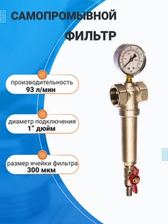 Фильтр грубой очистки самопромывной 1" ВР-ВР с манометром