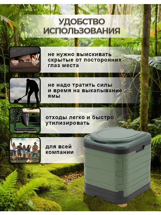 MARKBOSS Биотуалет для дачи переносной, туалет туристический, черный, фото 2
