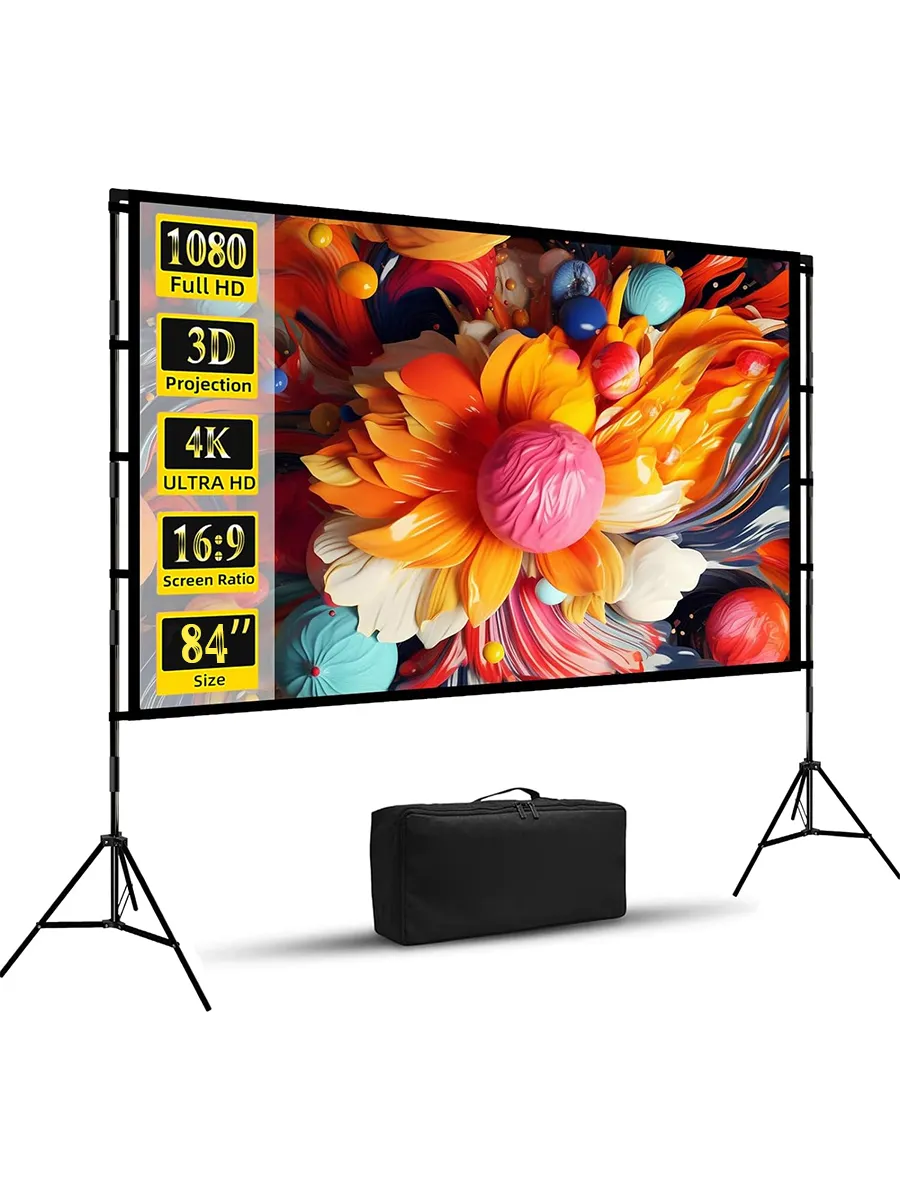 84"экран для проектора без складок с двойным штативом