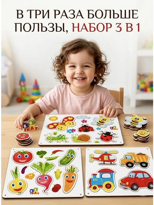 Рамка вкладыш сортер на крючках, 3 шт