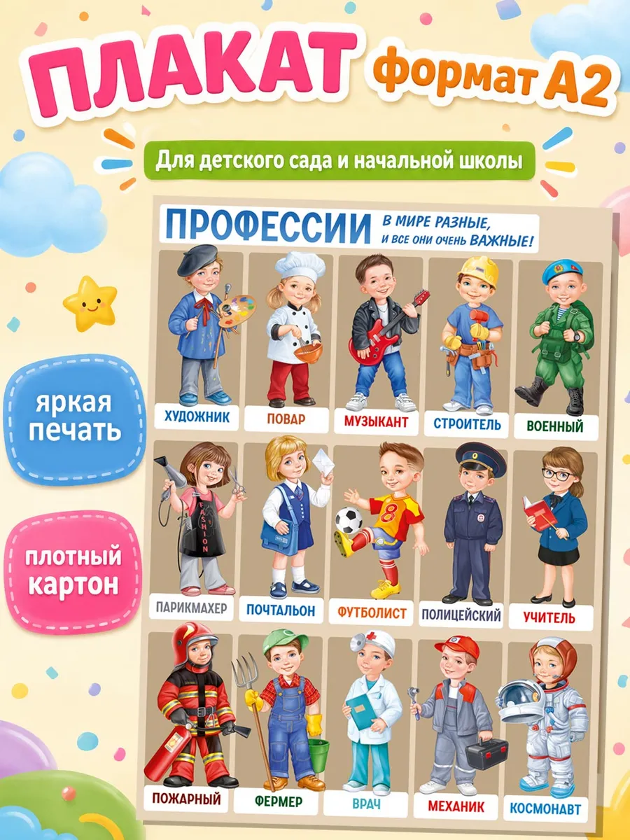 Плакат Профессия для украшения школы и детского