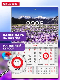 Календарь настенный 2025 квартальный с магнитным курсором Brauberg 262915905 купить за 259 ₽ в интернет-магазине Wildberries