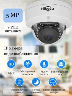 Купольная IP видеокамера 5Mp с POE питанием