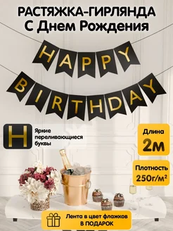 Растяжка-гирлянда флажки Happy Birthday