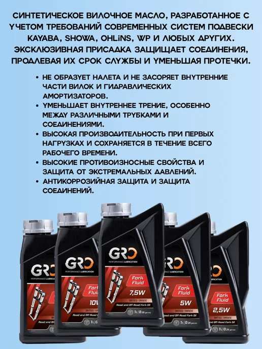 Global racing oil Масло вилочное FORK FLUID SAE 10W, 1 л, 15 Вт, 1 л, фото 2