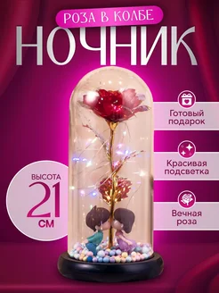 Ночник вечная Роза в колбе с подсветкой Влюбленная пара ПодарокLightLove 263056614 купить за 972 ₽ в интернет-магазине Wildberries