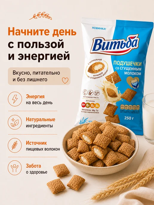 MmaKka Подушечки Готовый сухой завтрак с начинкой 3шт*250г, 3 шт, 250 г, фото 5