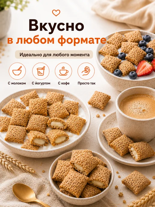 MmaKka Подушечки Готовый сухой завтрак с начинкой 3шт*250г, 3 шт, 250 г, фото 7