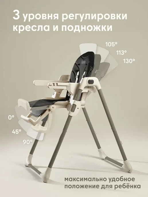 Nuovita Стульчик для кормления 6+ шезлонг 2 в 1 Nativo, черный, фото 2