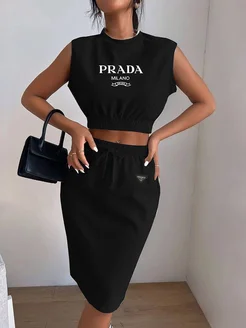 костюм женский с юбкой офисный вечерний женский PRADA 263137860 купить за 4 047 ₽ в интернет-магазине Wildberries