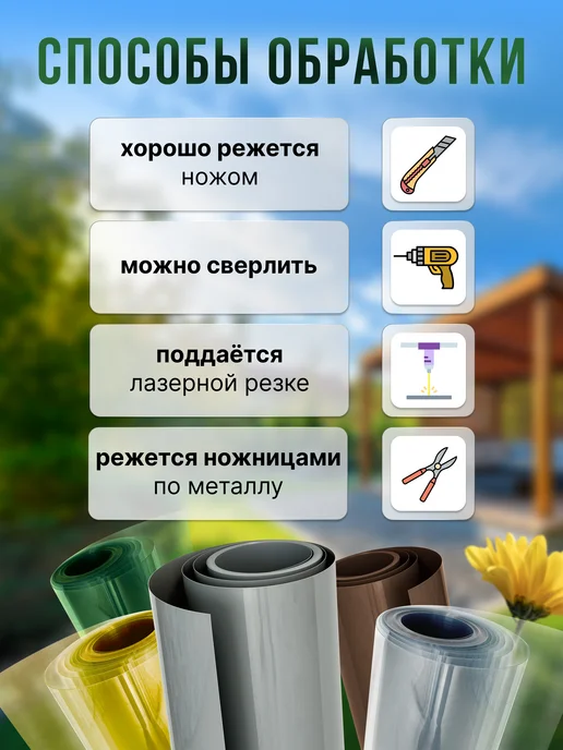 Монтажка ПЭТ лист монолитный прозрачный в рулоне 0,3 мм - 6 метров, 10 м, фото 5