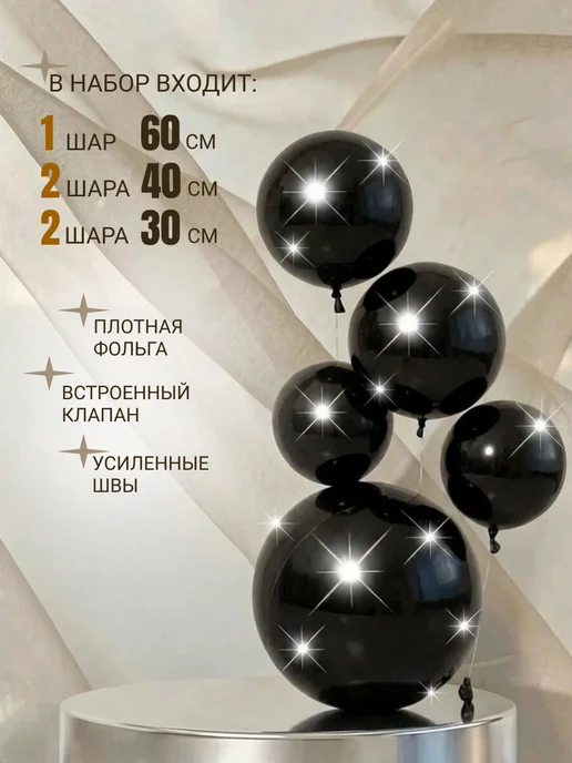 КУБОШАР Набор синих воздушных шаров, черный, фото 3