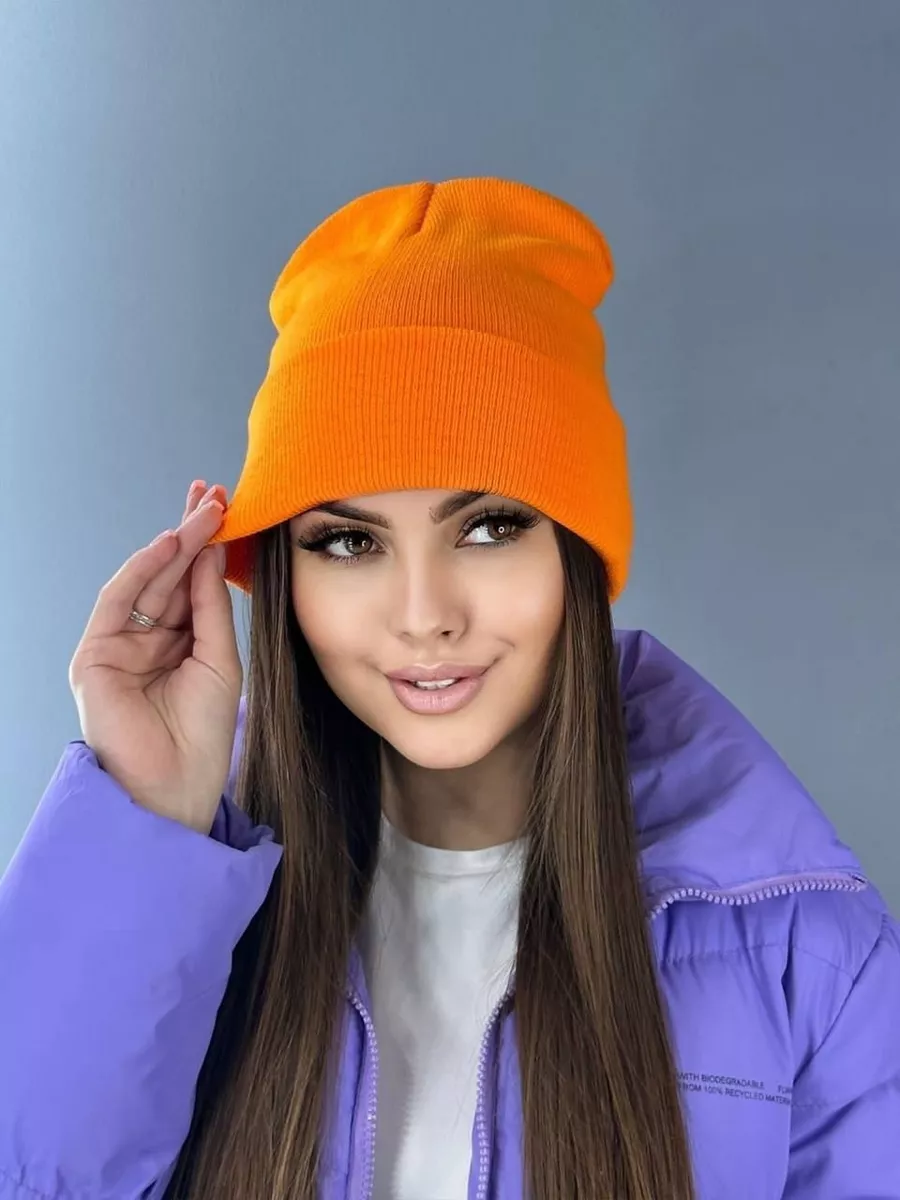 Шапка бини лопатка топорик, шапкаж3-оранжевый