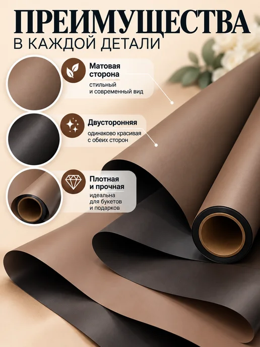 ФЛОРАЛАЙФ Плёнка 0,58*10м матовая двухсторонняя, 10 м, фото 2