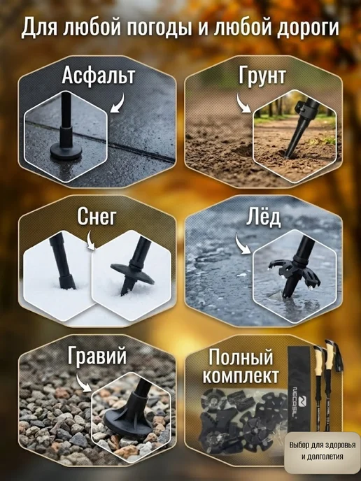 PodarkinDom Палки для скандинавской ходьбы регулируемые, черный, фото 5