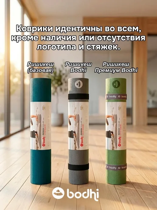 BODHI Коврик для йоги и фитнеса Ришикеш 200 см, черный, фото 4