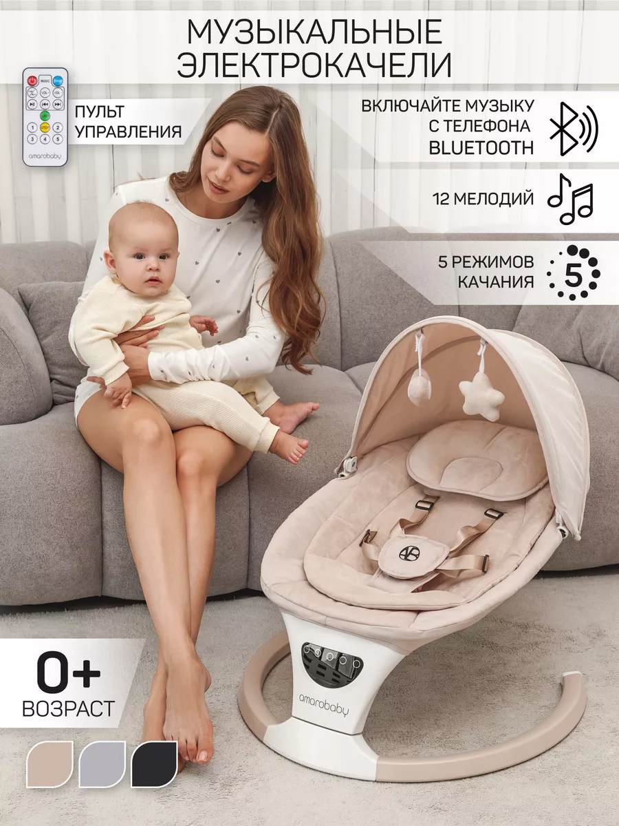 Электрокачели для новорожденных шезлонг Teddy swing