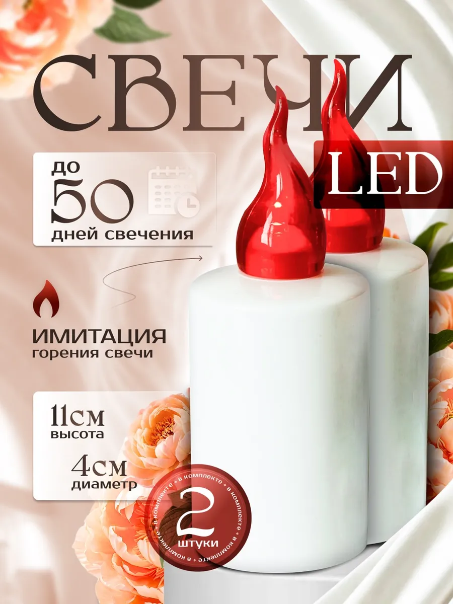 Свечи в лампаду электрические LED 2 шт