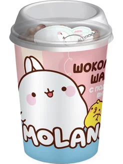 Шоколадные шарики Molang с 3Д игрушкой, 50г