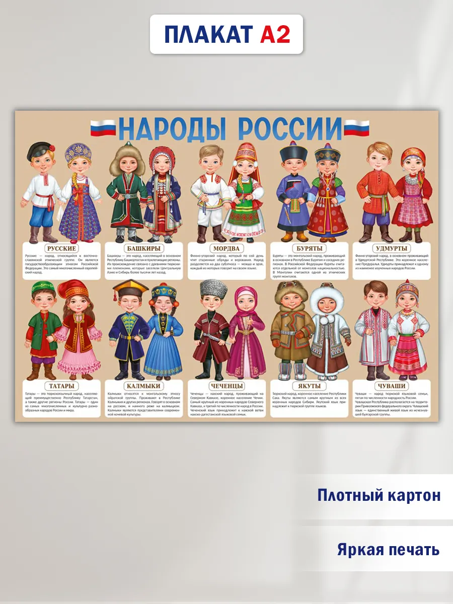 Плакат для школы и детского сада Народы России