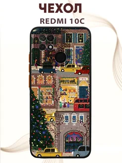 Чехол на REDMI 10C с принтом город новогодний Meldy_shop 263909888 купить за 365 ₽ в интернет-магазине Wildberries