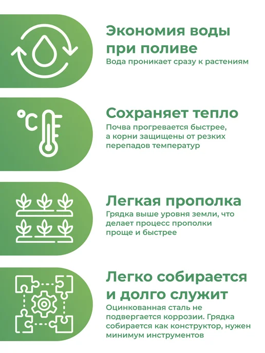 По Уму Грядка оцинкованная 3 м для сада и огорода, 1,0х3,0х0,15 м, 0.7x3.0x0.15 м, 3 м, фото 4