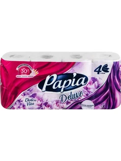 Бумага туалетная PAPIA Deluxe Dolce Vita 4-слоя 8шт 264032185 купить за 369 ₽ в интернет-магазине Wildberries