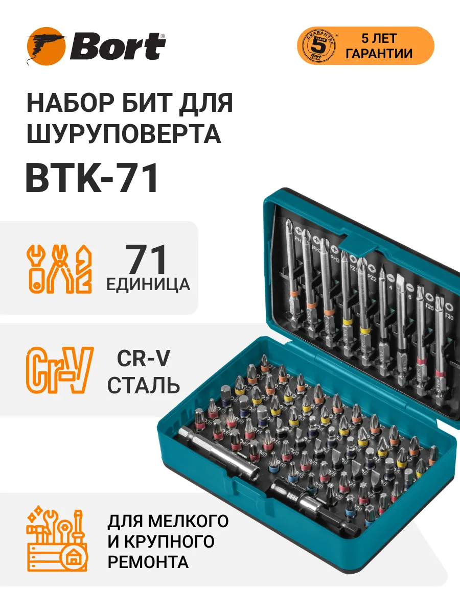 Набор бит для шуруповерта BTK-71