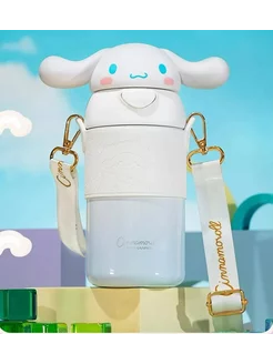 Термокружка Cinnamoroll с трубочкой на ремешке