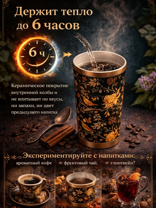 ETERNALLY Термокружка 500 мл с керамическим покрытием, герметичная, 500 мл, фото 2