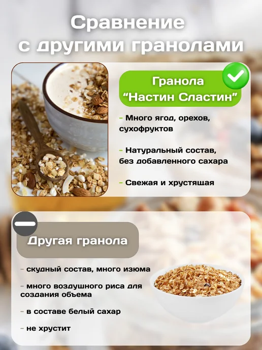 НастинСластин Гранола без сахара Шоколад и Банан 1 кг, 500 г, фото 6