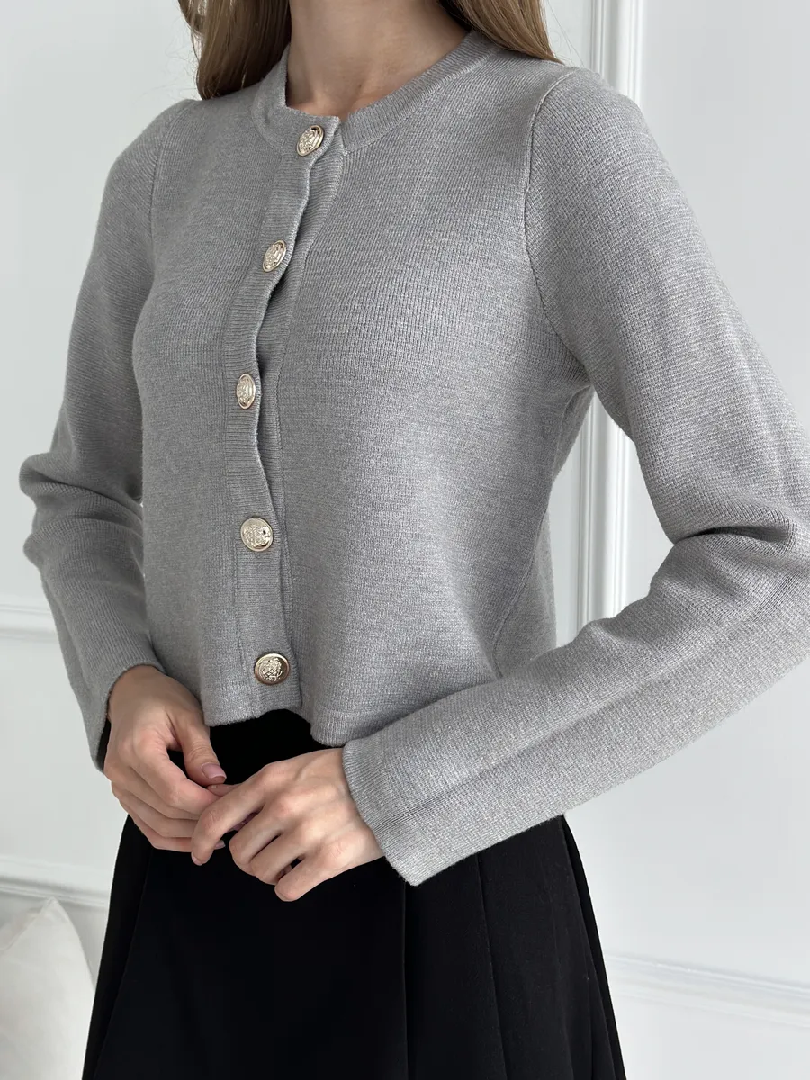 Кардиган укороченный на пуговицах трикотажный