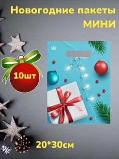 Пакеты новогодние подарочные мини 10шт