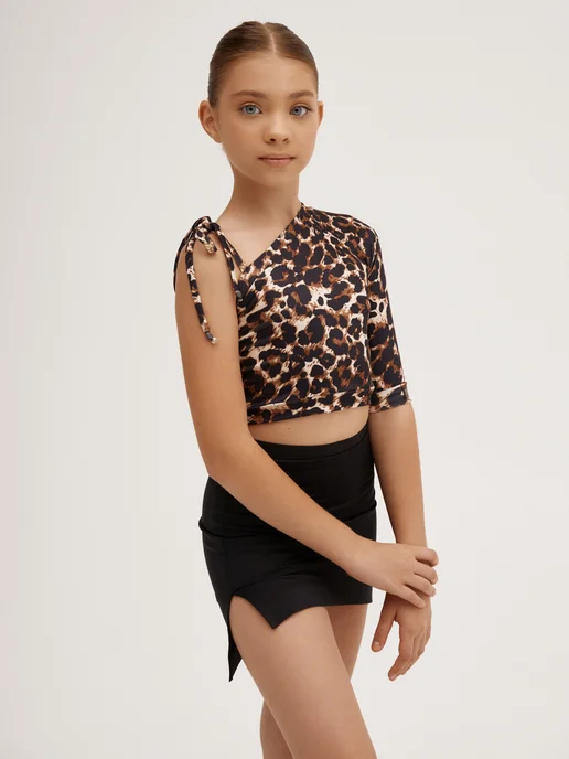 Sveta Dance Fashion Топ танцевальный на одно плечо, коричневый, фото 6