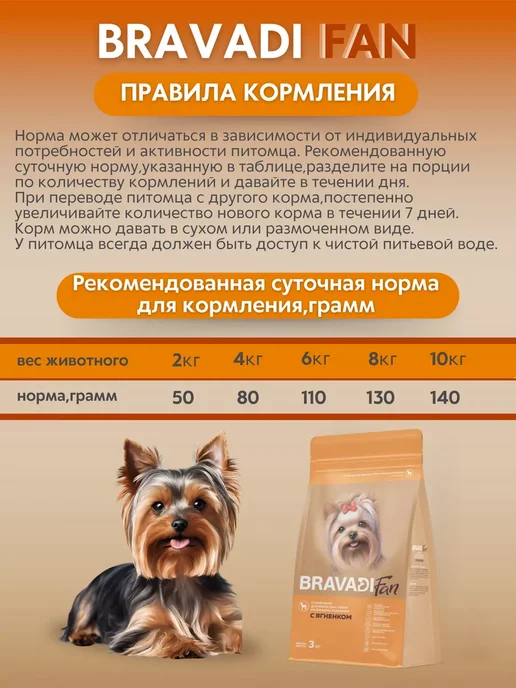 Сухой корм Bravadi Fan Маленьких Пребиот… для собак, ягненок, 0,7 кг, фото 4