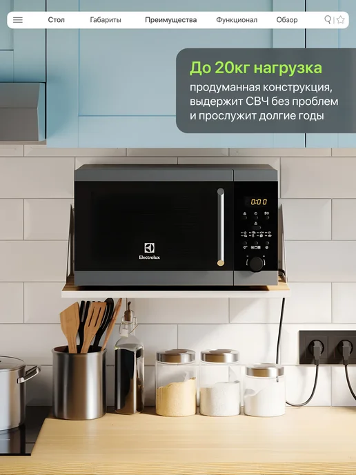 конко Полка настенная навесная для свч печи (микроволновки), белый, фото 3