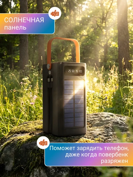 Повербанк 100000mah c солнечной батареей и быстрой зарядкой, 100000 мАч, фото 3