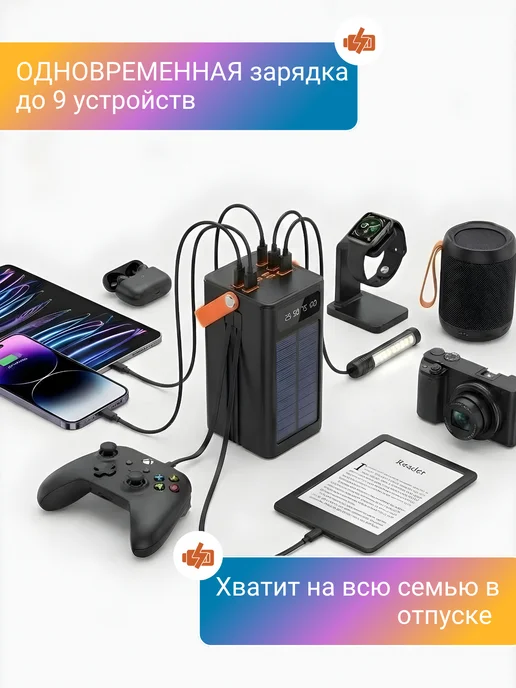 Повербанк 100000mah c солнечной батареей и быстрой зарядкой, 100000 мАч, фото 7