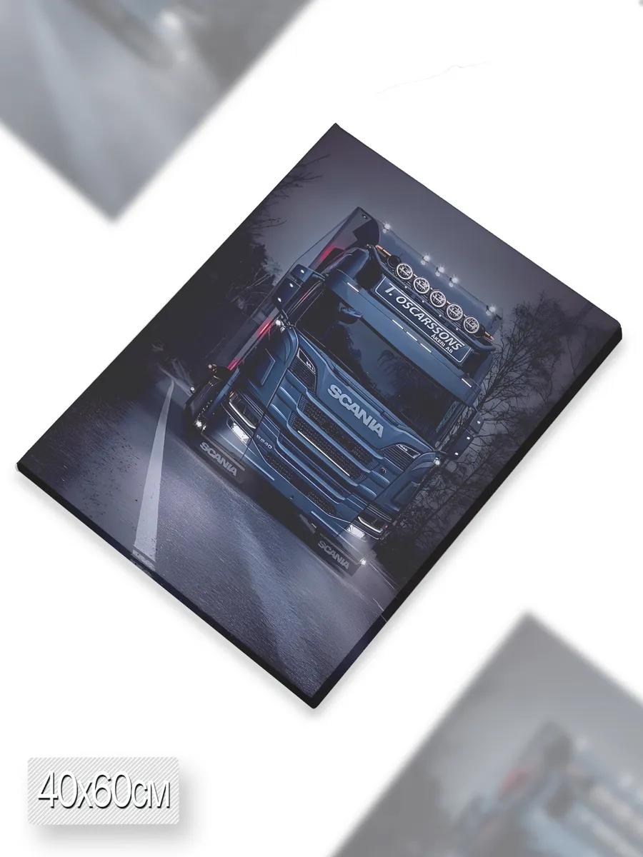 Картина на холсте Тягач Scania Фура Дальнобойщик Авто Постер