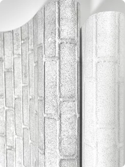 Бумажные обои кирпич светло-серые Кирпичики10 - 8 рулонов. Купить обои на стену. Изображение 12