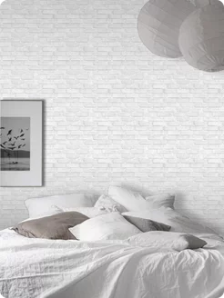 Бумажные обои кирпич светло-серые Кирпичики10 - 8 рулонов. Купить обои на стену. Изображение 15