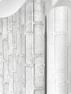 Обои бумажные кирпич серые Кирпичики19 - 8 рулонов. Купить обои на стену. Изображение 12