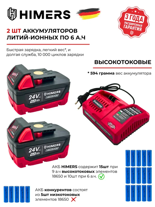 HIMERS Бесщеточный шуруповерт DF85R аккумуляторный 13мм, красный, фото 3