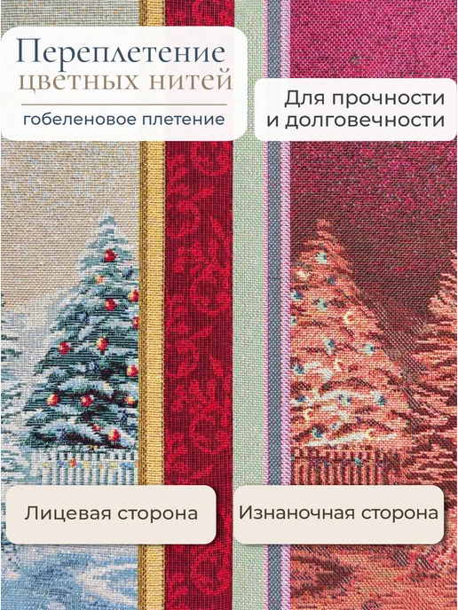 GOBIHOME NEW YEAR Наволочка гобеленовая Новогоднее поздравление 43х43 см, 43x43 см, фото 7