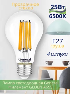 Лампочка светодиодная филамент А65 E27 25Вт 6500К груша 4 шт