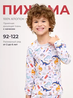 Пижама для мальчика теплая с начесом AMOTEKS 264343033 купить за 739 ₽ в интернет-магазине Wildberries