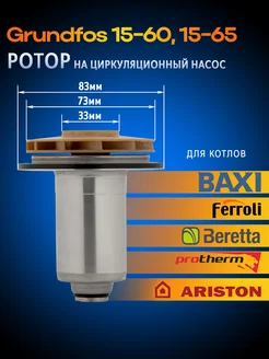 Ротор Grundfos 15-60, 15-65 на циркуляционный насос Grundfos 264415414 купить за 1 432 ₽ в интернет-магазине Wildberries