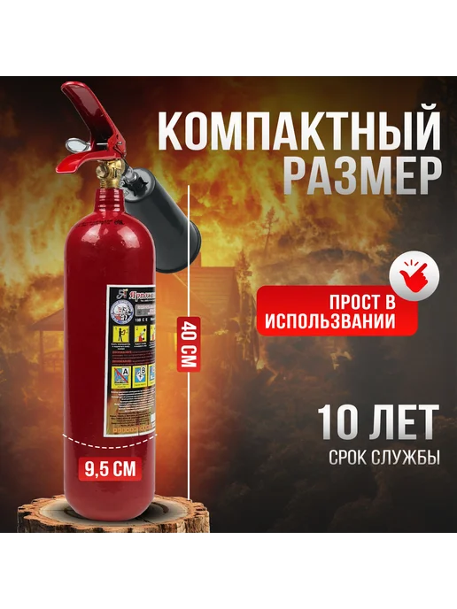 ЯРПОЖИНВЕСТ Огнетушитель автомобильный углекислотный ОУ-1 ВСЕ, вариант, фото 3