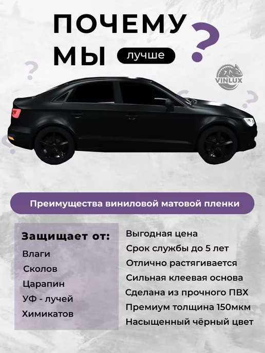5star/Didaix Пленка виниловая матовая для авто (на машину) 10х152 см, 10x152 см, фото 6