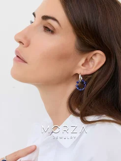 Серьги кольца бижутерия с натуральным лазуритом Morza Jewelry 264559230 купить за 2 574 ₽ в интернет-магазине Wildberries